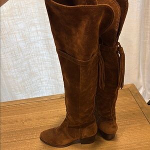 Frye Clara Suede Knee-High Boots with Tassel
